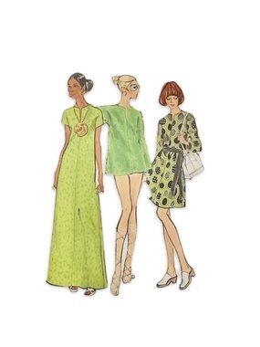 70s Vogue Cover-Up Caftan Dress Pattern Uncut Size 8 Very Easy Vogue 7836